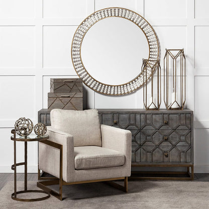 Mercana - Reimer 15L x 15W Gold Round Glass Top W/Metal Frame Accent Table - 68235 view 6