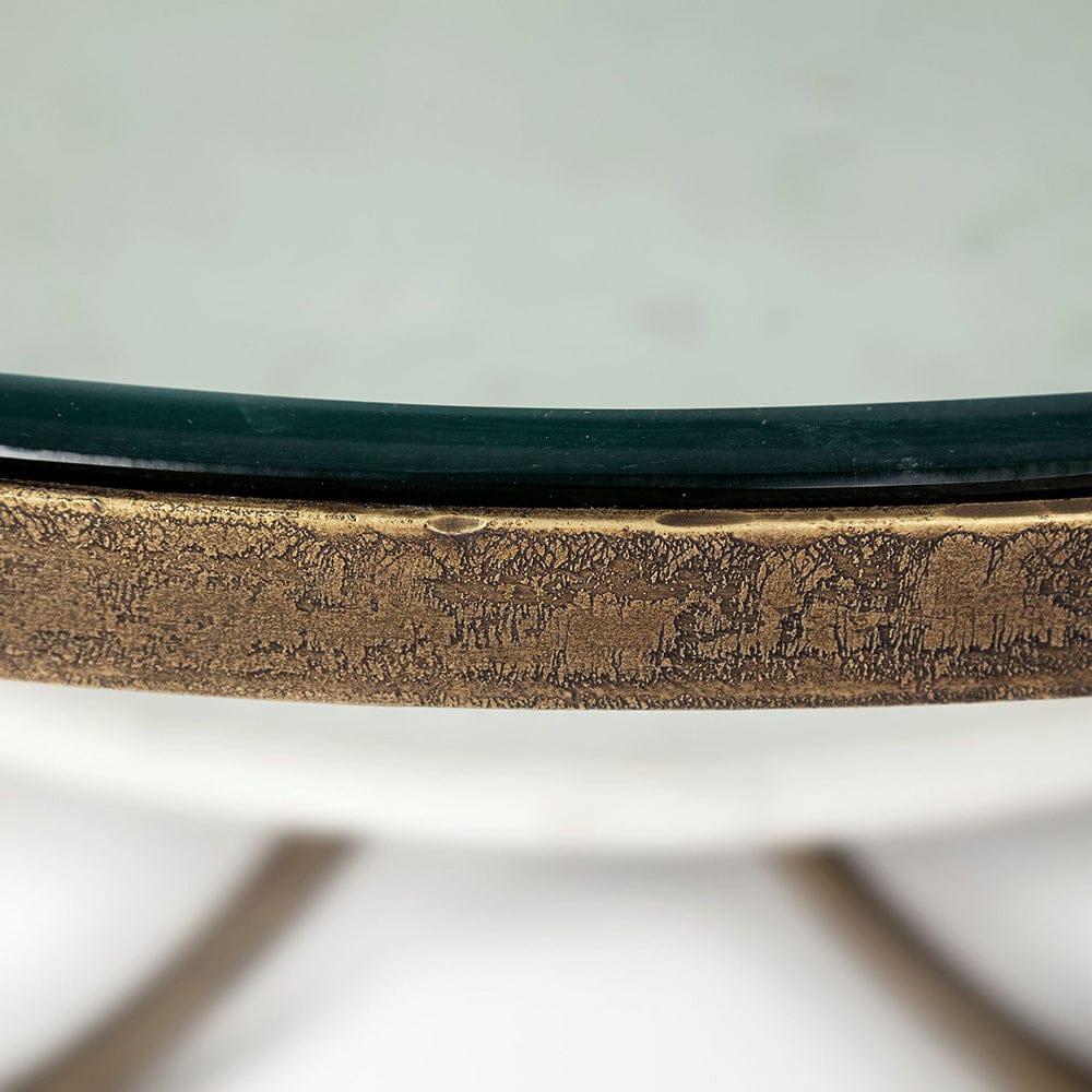 Mercana - Reinhardt 36" Round Glass Top Marble Shelf Gold Metal Base Coffee Table - 67804 view 4