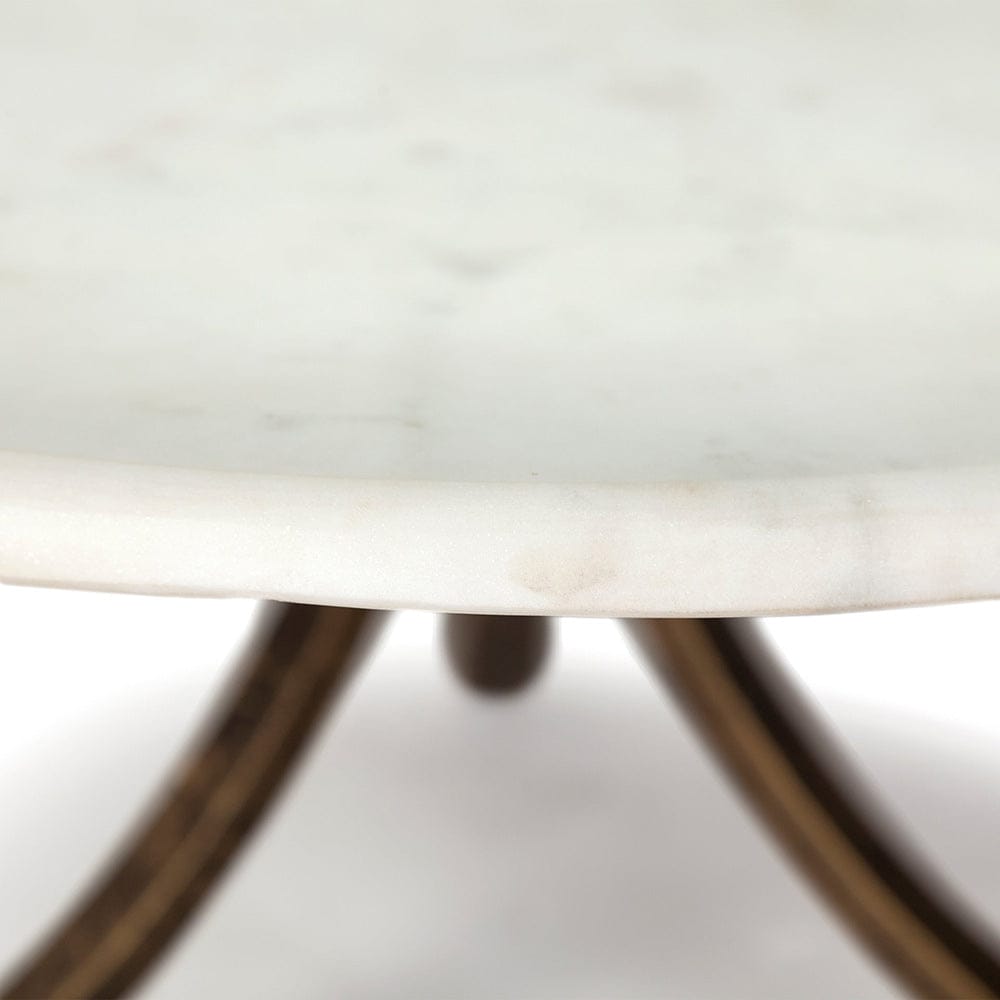 Mercana - Reinhardt 36" Round Glass Top Marble Shelf Gold Metal Base Coffee Table - 67804 view 6