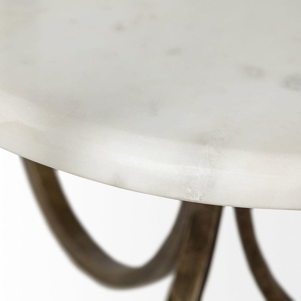 Mercana - Reinhardt II 20" Round Glass Top Metal and Marble Detail End/Side Table - 67805 view 5