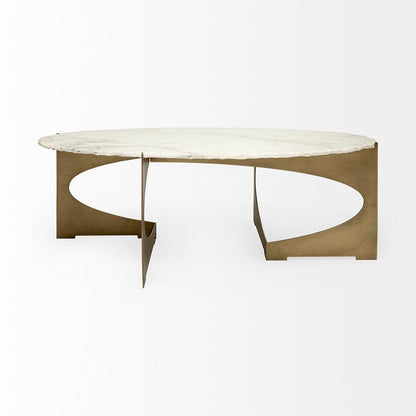 Mercana - Reinhold 48x30 Oval Marble Top Gold Metal Base Coffee Table - 69051-AB view 12