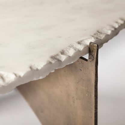 Mercana - Reinhold 49" Round White Marble Top Gold Metal Base Coffee Table - 68232-AB view 12