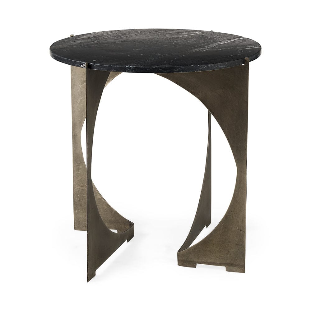 Mercana - Reinhold II 21L x 21W x 21H Black Marble Top Iron Side Table - 69264-AB view 1