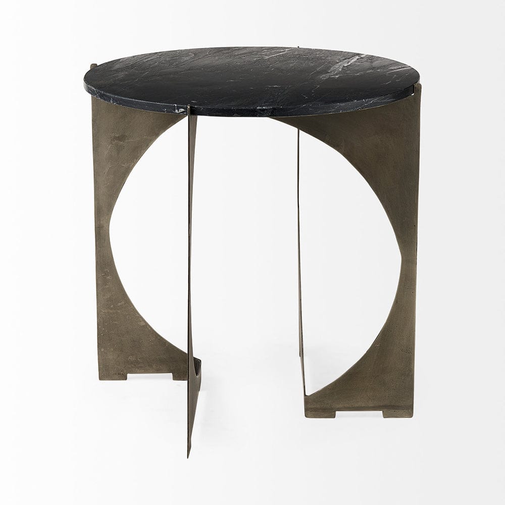 Mercana - Reinhold II 21L x 21W x 21H Black Marble Top Iron Side Table - 69264-AB view 2
