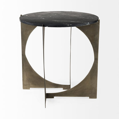 Mercana - Reinhold II 21L x 21W x 21H Black Marble Top Iron Side Table - 69264-AB view 3