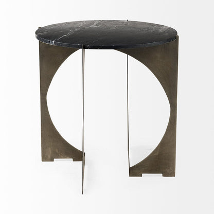 Mercana - Reinhold II 21L x 21W x 21H Black Marble Top Iron Side Table - 69264-AB view 4