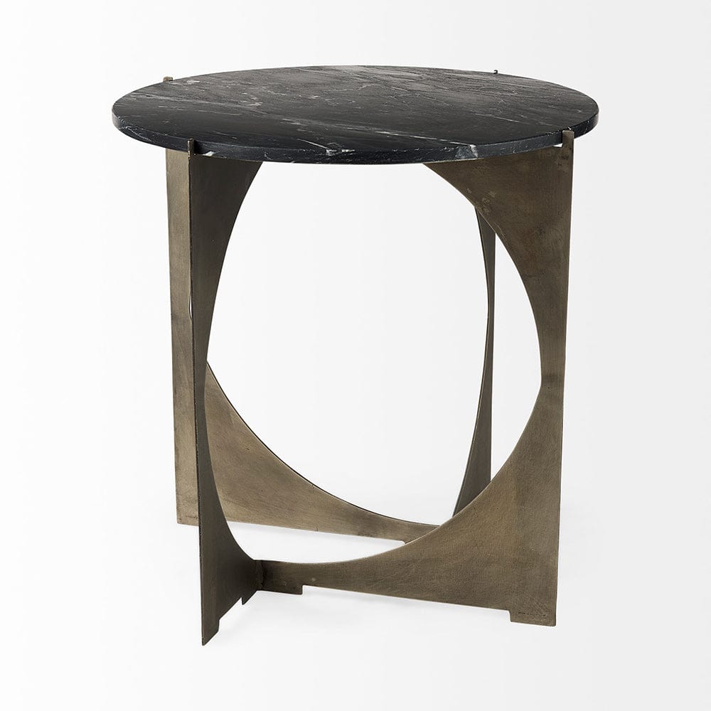 Mercana - Reinhold II 21L x 21W x 21H Black Marble Top Iron Side Table - 69264-AB view 5