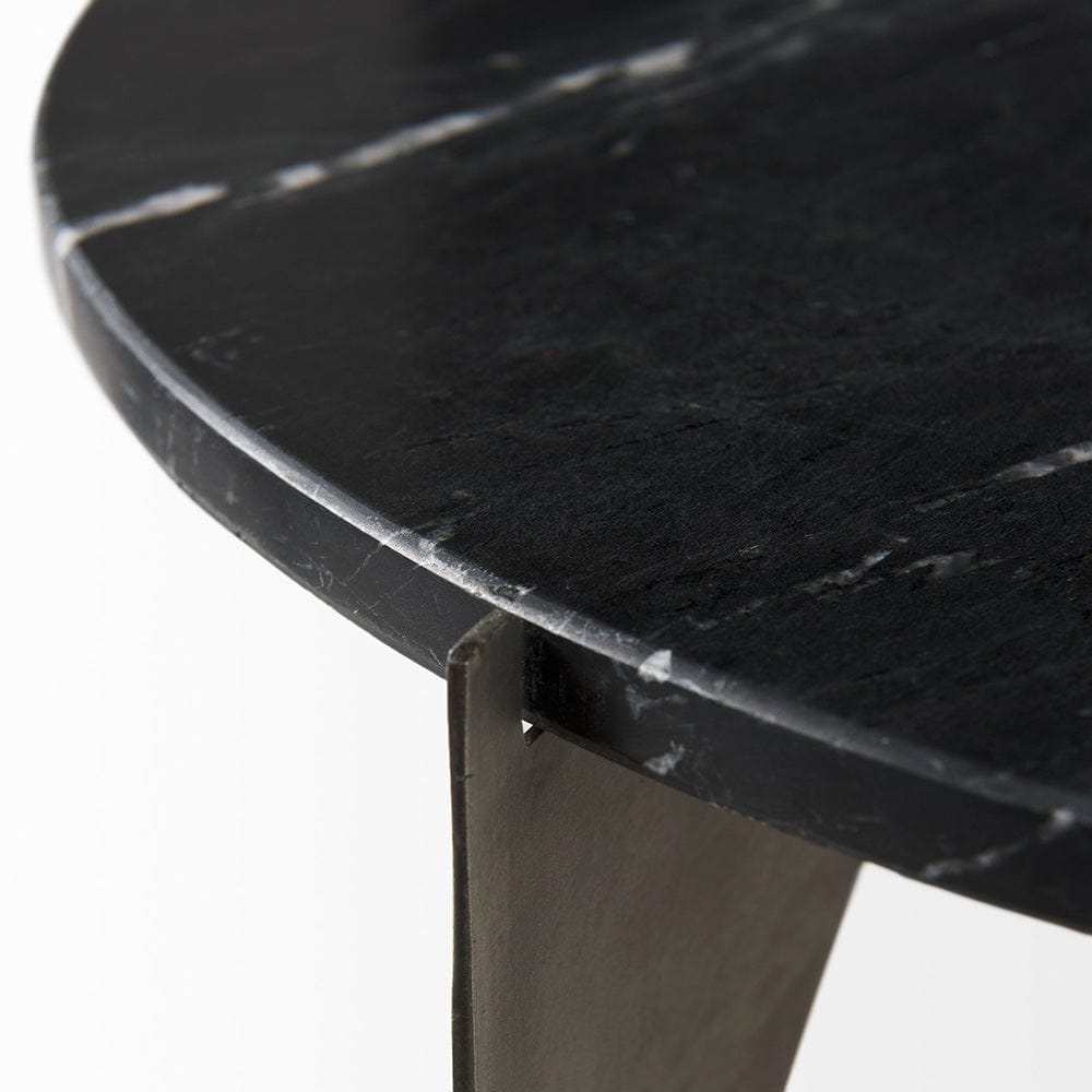 Mercana - Reinhold II 21L x 21W x 21H Black Marble Top Iron Side Table - 69264-AB view 7