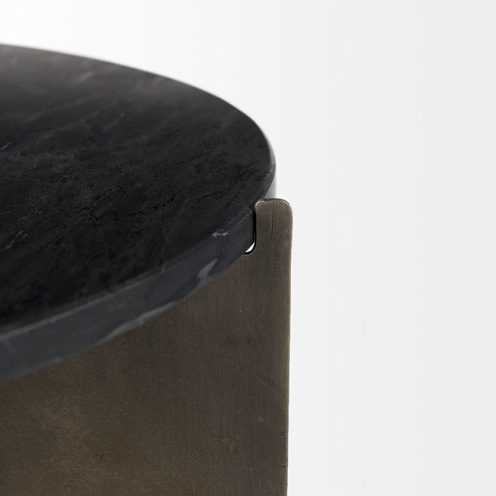 Mercana - Reinhold II 21L x 21W x 21H Black Marble Top Iron Side Table - 69264-AB view 8