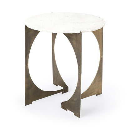 Mercana - Reinhold II 21L x 21W x 21H Round Live-Edge Marble Top and Gold Metal Base Side/End Table - 68233-AB view 1