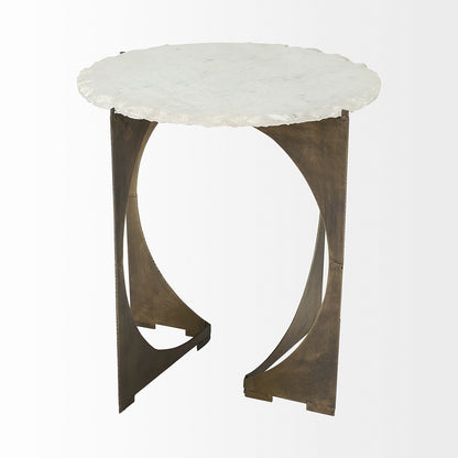 Mercana - Reinhold II 21L x 21W x 21H Round Live-Edge Marble Top and Gold Metal Base Side/End Table - 68233-AB view 7