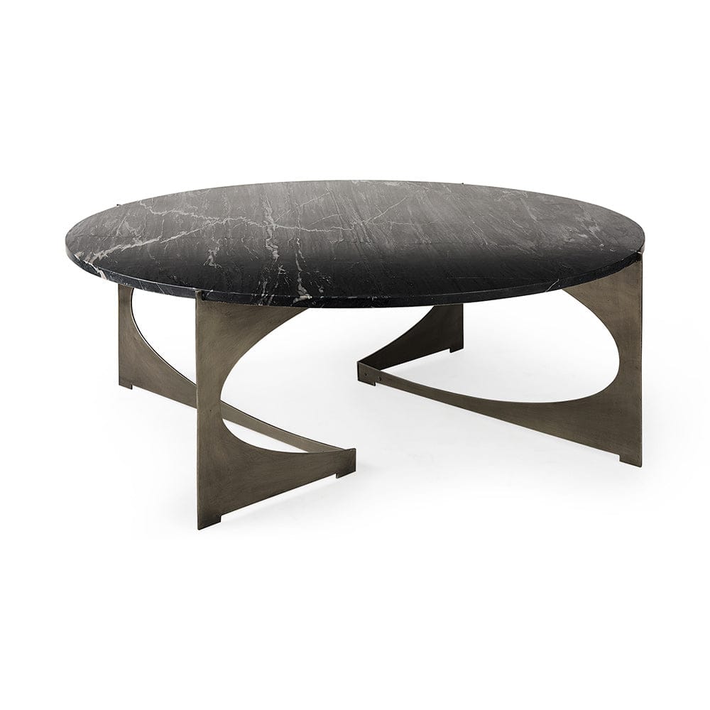Mercana - Reinhold III Black Marble Top Iron Coffee Table - 69262-AB view 1