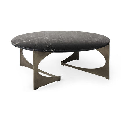 Mercana - Reinhold III Black Marble Top Iron Coffee Table - 69262-AB view 1