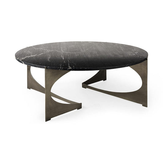 Mercana - Reinhold III Black Marble Top Iron Coffee Table - 69262-AB view 1