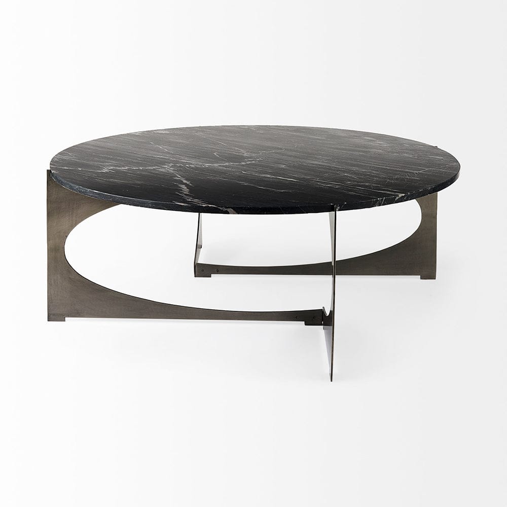 Mercana - Reinhold III Black Marble Top Iron Coffee Table - 69262-AB view 3