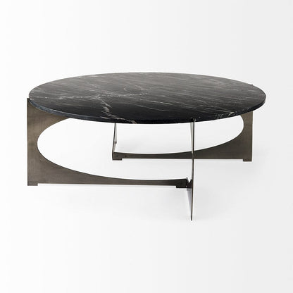 Mercana - Reinhold III Black Marble Top Iron Coffee Table - 69262-AB view 3