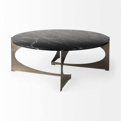 Mercana - Reinhold III Black Marble Top Iron Coffee Table - 69262-AB view 4