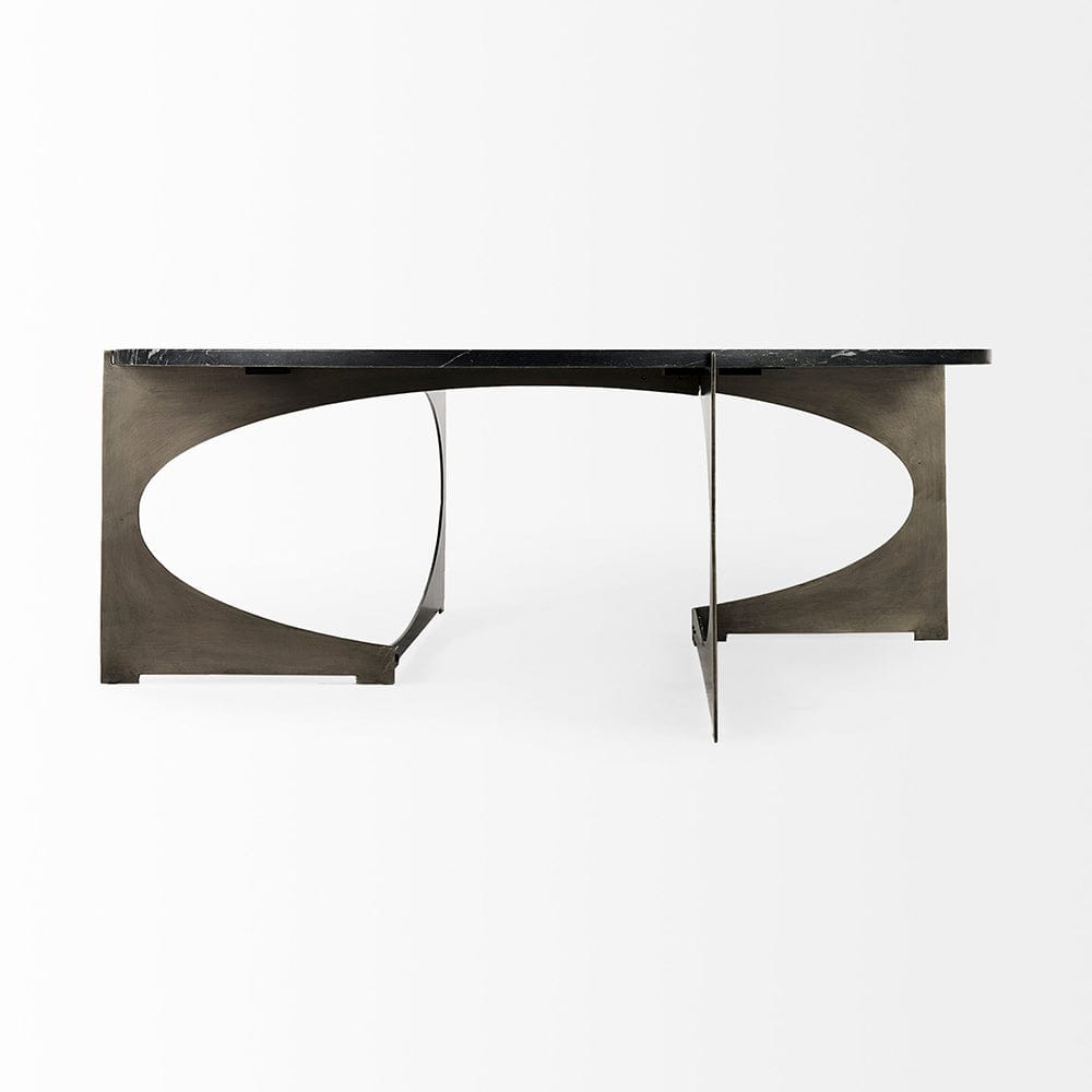 Mercana - Reinhold III Black Marble Top Iron Coffee Table - 69262-AB view 5