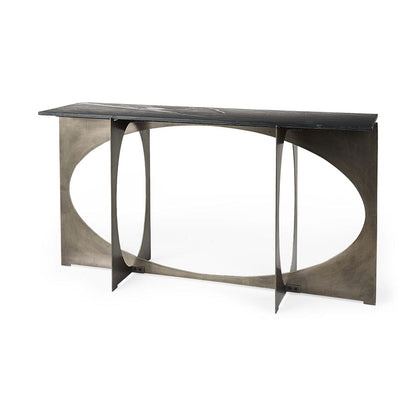 Mercana - Reinhold IV Black Marble Top Iron Console Table - 69263-AB view 1