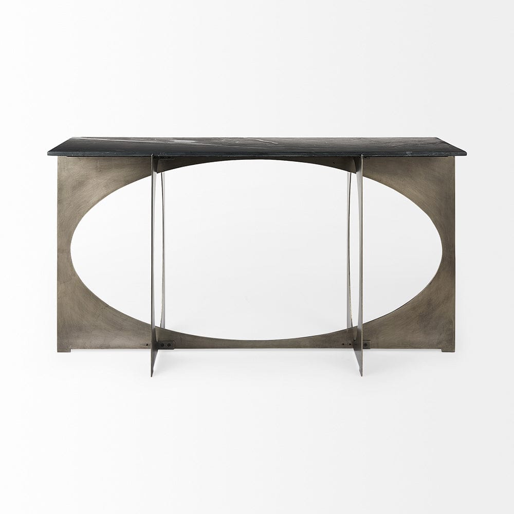 Mercana - Reinhold IV Black Marble Top Iron Console Table - 69263-AB view 2