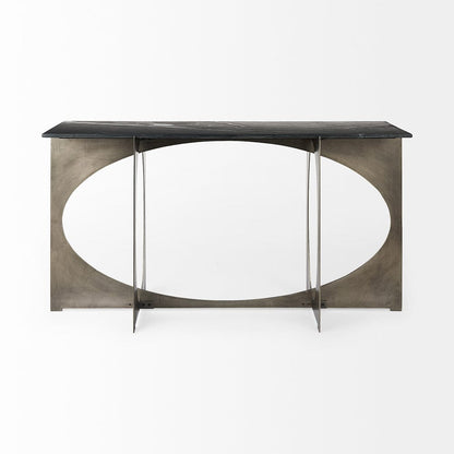 Mercana - Reinhold IV Black Marble Top Iron Console Table - 69263-AB view 2