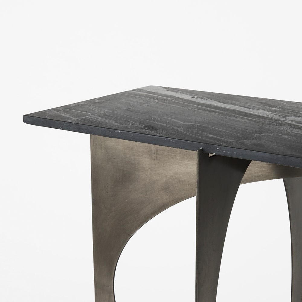 Mercana - Reinhold IV Black Marble Top Iron Console Table - 69263-AB view 4