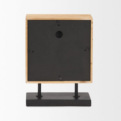 Mercana - Renaya Light Brown Wood w/ Matte Black Metal Base Table Clock - 70693 view 4
