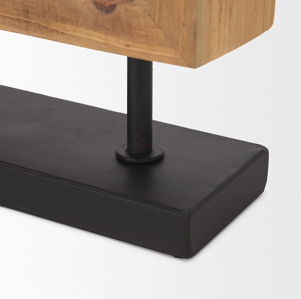 Mercana - Renaya Light Brown Wood w/ Matte Black Metal Base Table Clock - 70693 view 8
