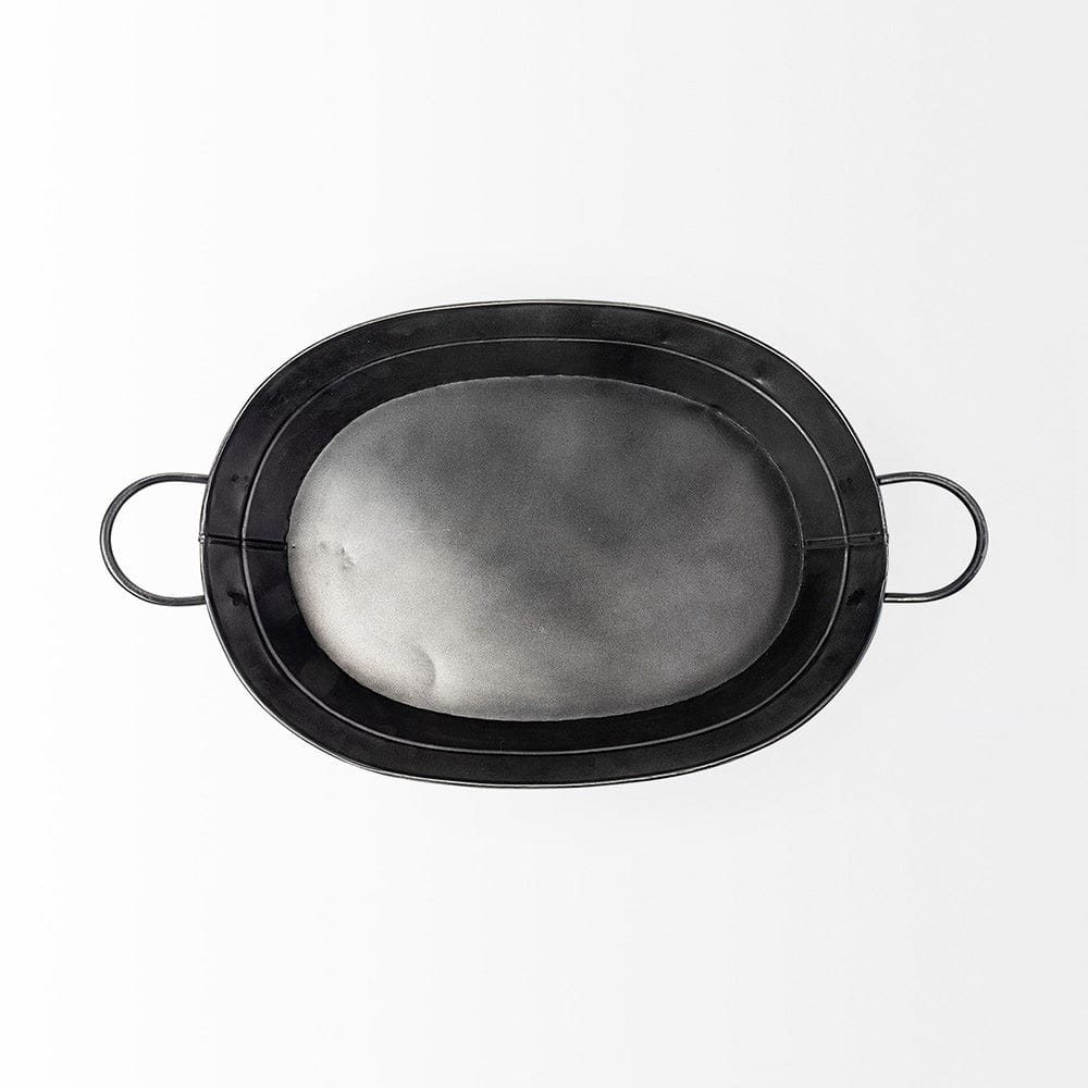 Mercana - Reno 20L x 14W Black Metal Vintage Inspired Basket - 68991 view 2
