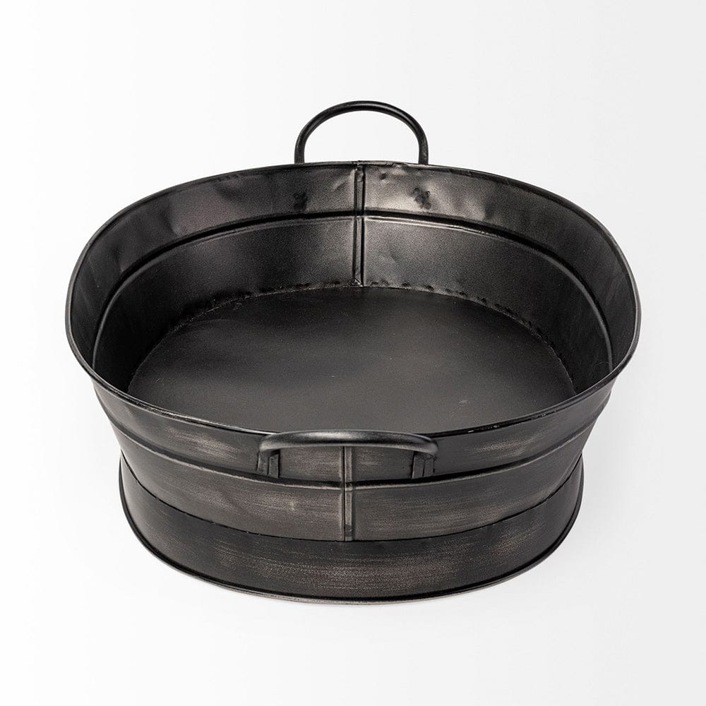 Mercana - Reno 20L x 14W Black Metal Vintage Inspired Basket - 68991 view 3