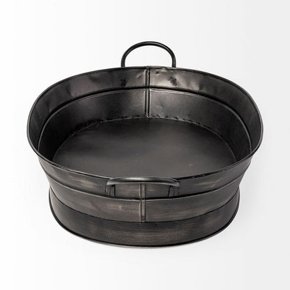 Mercana - Reno 20L x 14W Black Metal Vintage Inspired Basket - 68991 view 3