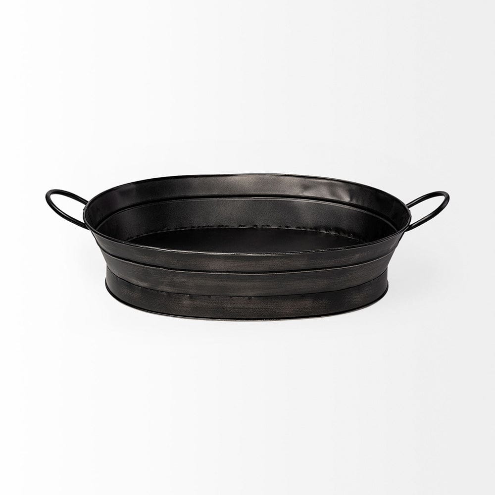 Mercana - Reno 20L x 14W Black Metal Vintage Inspired Basket - 68991 view 4