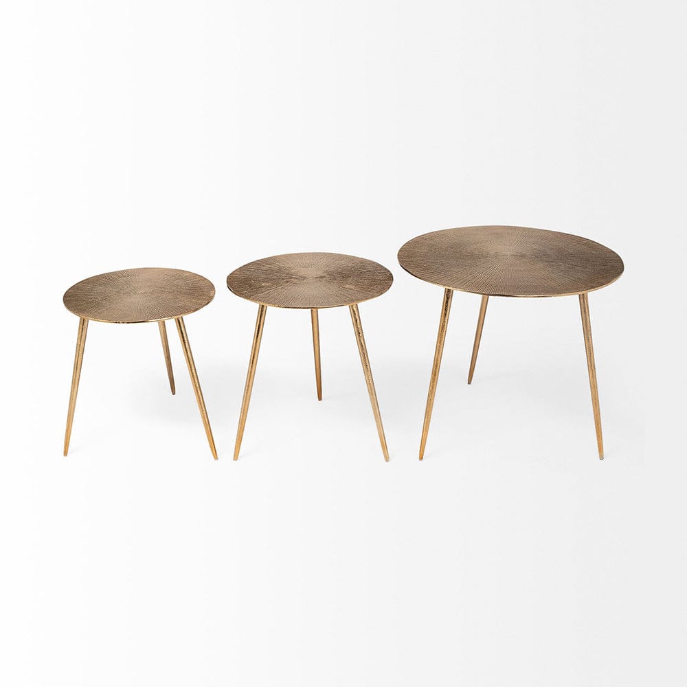 Mercana - Reva I Large 24L x 24W Gold Round Top Cast Aluminum Accent Table - 68771 view 2