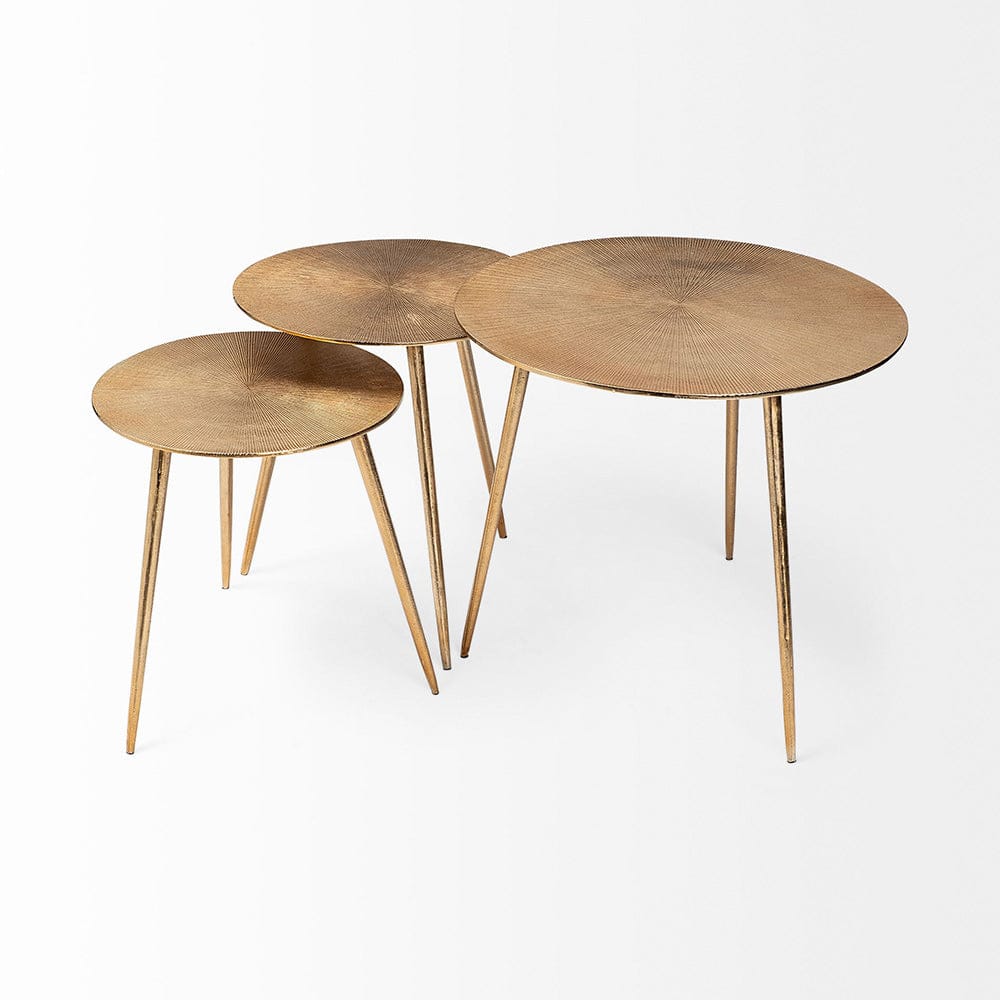 Mercana - Reva I Large 24L x 24W Gold Round Top Cast Aluminum Accent Table - 68771 view 3
