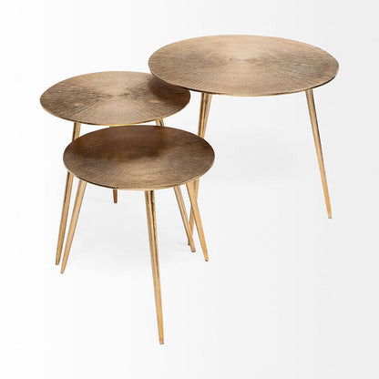 Mercana - Reva I Large 24L x 24W Gold Round Top Cast Aluminum Accent Table - 68771 view 4