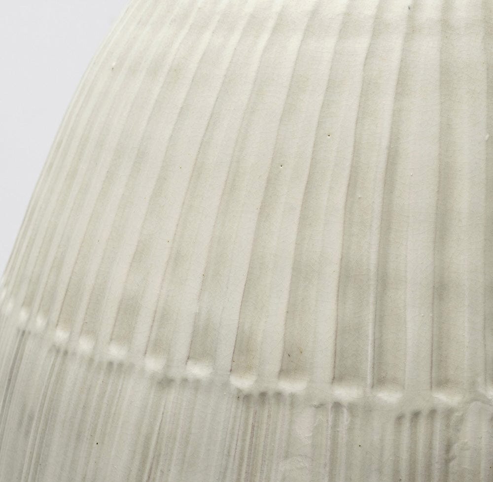 Mercana - Reyan Large 28.5" Pearl White Ceramic Striped Vase - 69045 view 7