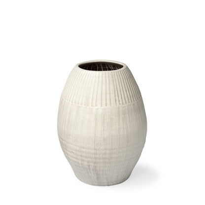 Mercana - Reyan Small Pearl White Ceramic Striped Vase - 69044 view 1