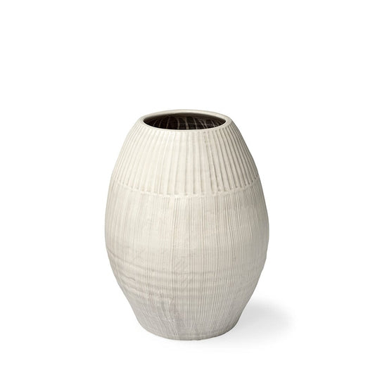 Mercana - Reyan Small Pearl White Ceramic Striped Vase - 69044 view 1