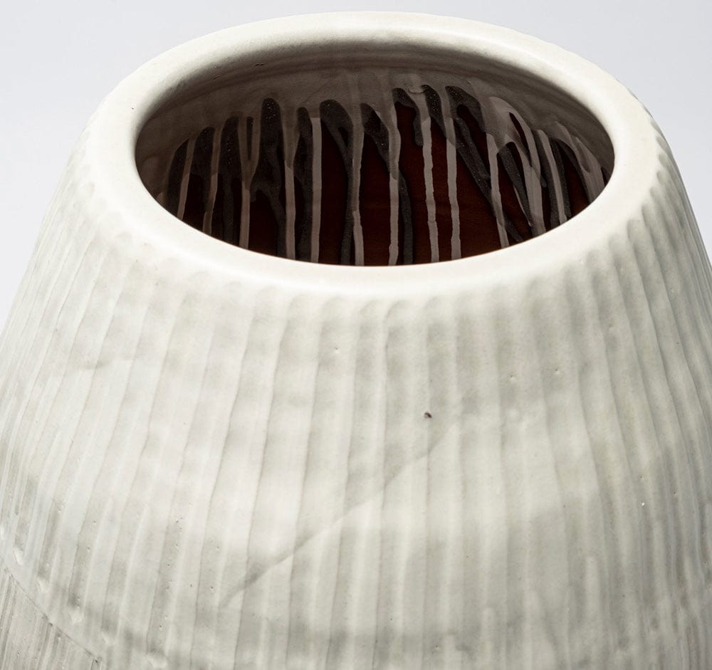 Mercana - Reyan Small Pearl White Ceramic Striped Vase - 69044 view 6