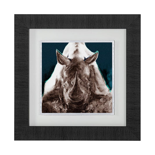 Mercana - Rhino Blue by Mercana Studio a Hand Embellished Textured Framed Art Print Matted under Glass - 13000 view 1