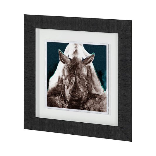 Mercana - Rhino Blue by Mercana Studio a Hand Embellished Textured Framed Art Print Matted under Glass - 13000 view 2