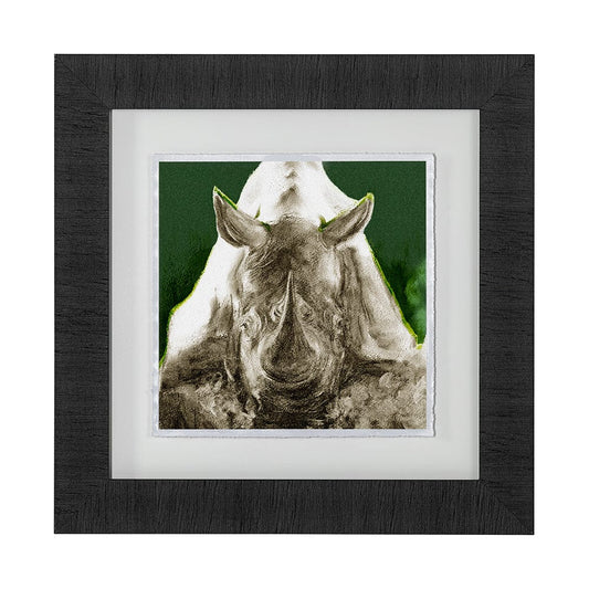 Mercana - Rhino Green by Mercana Studio a Hand Embellished Textured Framed Art Print Matted under Glass - 12998 view 1
