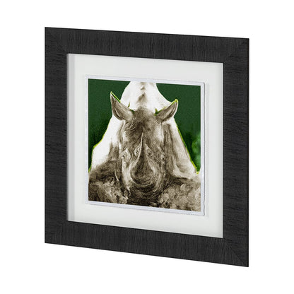 Mercana - Rhino Green by Mercana Studio a Hand Embellished Textured Framed Art Print Matted under Glass - 12998 view 2