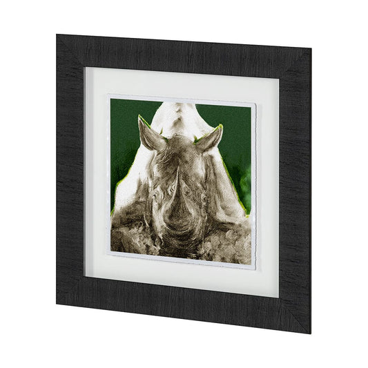 Mercana - Rhino Green by Mercana Studio a Hand Embellished Textured Framed Art Print Matted under Glass - 12998 view 2