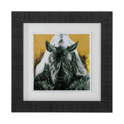 Mercana - Rhino Yellow by Mercana Studio a Hand Embellished Textured Framed Art Print Matted under Glass - 12997 view 1