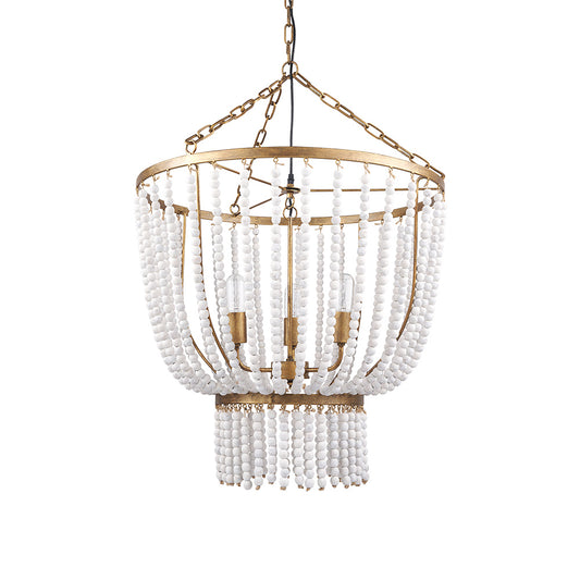 Mercana - Rhone Gold Metal and Wood Beaded Chandelier - 70368_CLOSEOUT view 1
