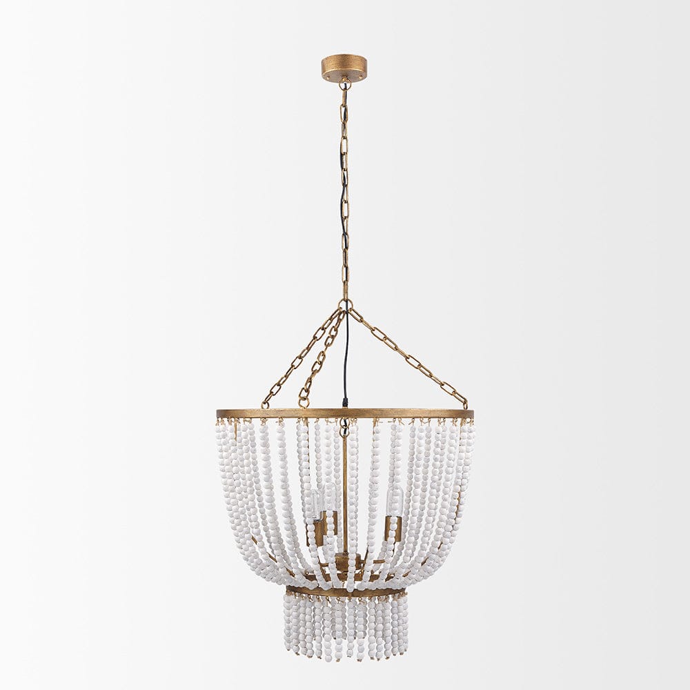 Mercana - Rhone Gold Metal and Wood Beaded Chandelier - 70368_CLOSEOUT view 2