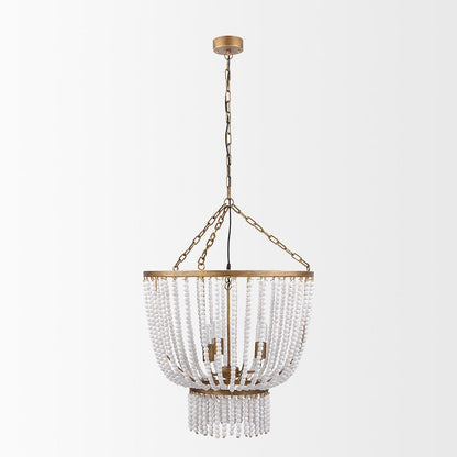 Mercana - Rhone Gold Metal and Wood Beaded Chandelier - 70368_CLOSEOUT view 2