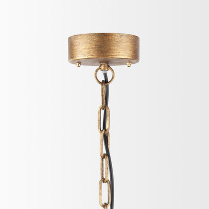 Mercana - Rhone Gold Metal and Wood Beaded Chandelier - 70368_CLOSEOUT view 3