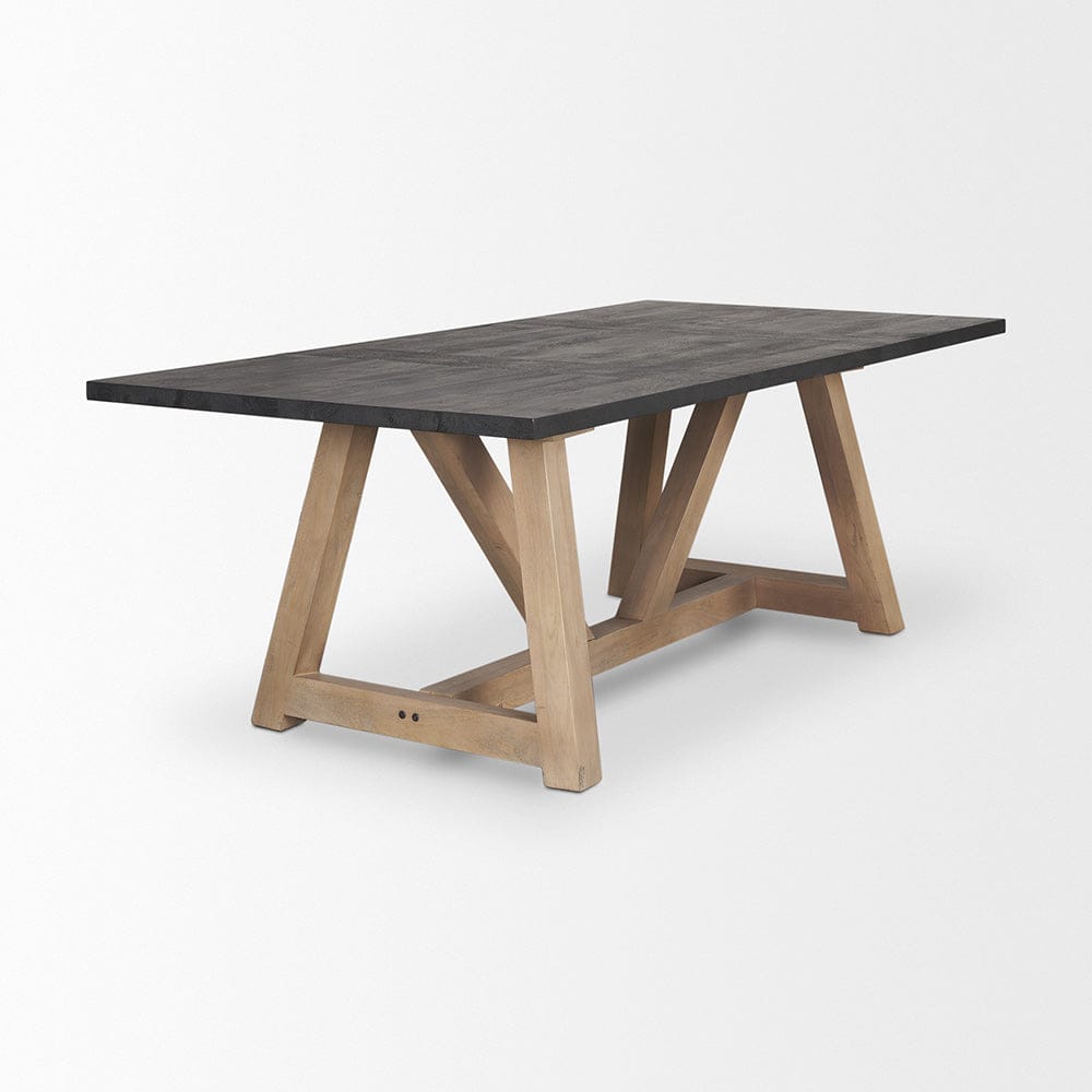 Mercana - Rialto Rectangular Two-Tone Black and Brown Solid Wood Dining Table 94" - 70558-AB view 4